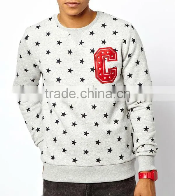 Custom fleece embroidery mens heavy cotton sweatshirts clothing