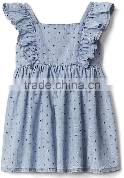 Bulk wholesale 2017 kids clothing cute baby girl summer clothes elegant Floral flutter dress