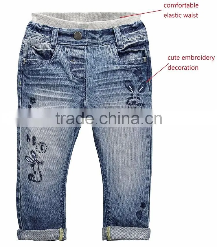 Wholesale high quality children jeans pants spring and autumn new kids new pattern jeans with embroidery decoration