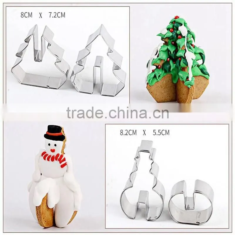 8PCS/ Set 3D Christmas Biscuit Mold Stainless Steel Cookie Cutter Sugar Cake Mold DIY Baking Tools