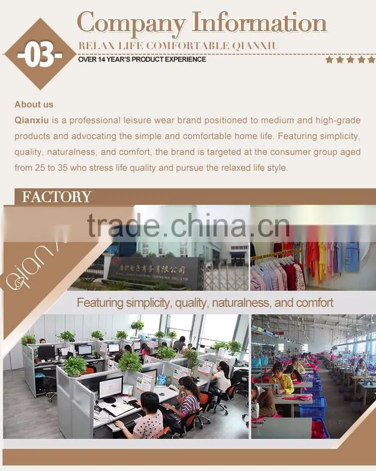 China supplier quality Qianxiu two pieces hot printed ladies deft design night wear
