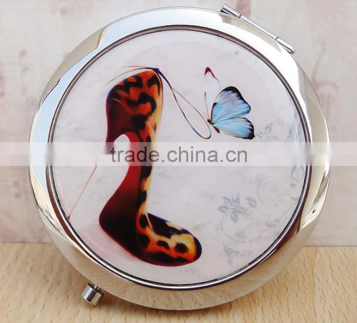 Make Up Handbag or Dressing Table Mirror Metal Chrome Plating Metal Cosmetic Mirror,Pocket Mirror,High Heel Mirror Dubaa Fashion