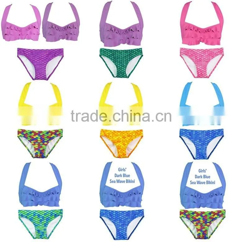 Kids Girls Mermaid Swimming Costumes Swimmable Bikini Set Swimwear Swimsuit