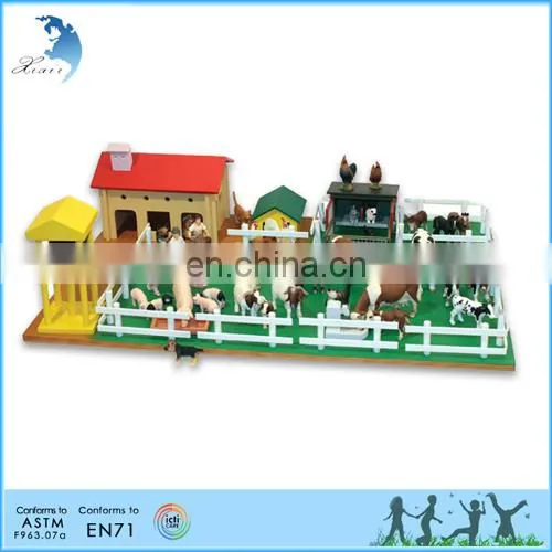 Early teaching montessori wooden toy farm set with farm animals