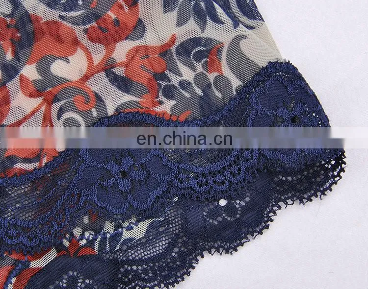 HOT Sale Flower Design Transparent Style Young Lady Boyshort Lace Panties