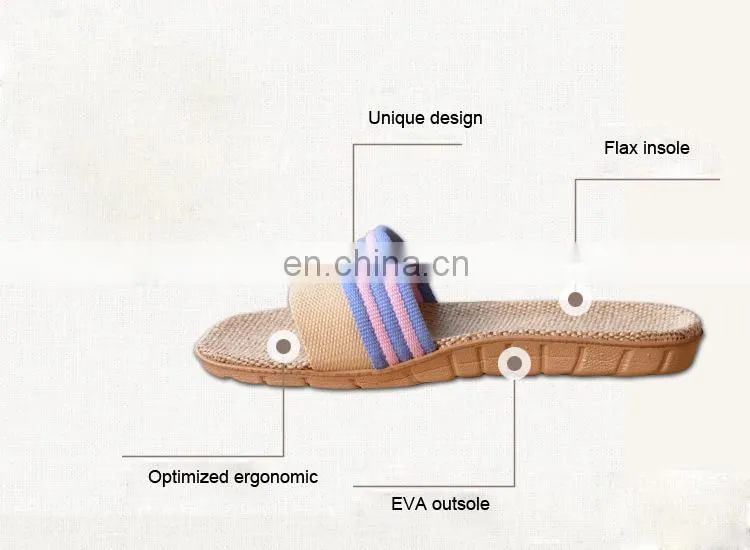 Wholesale new arrival women flax slipper plain slippers slip on 2017