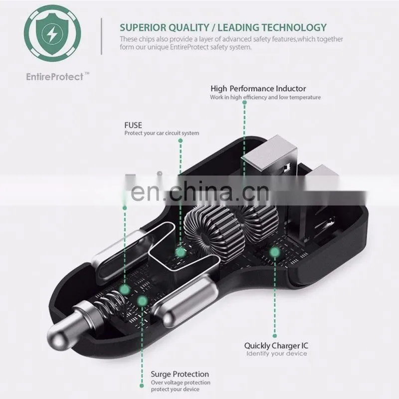 24W 4.8A Aukey Car Charger, Aukey Dual Port Car Charger for iPhone 6S