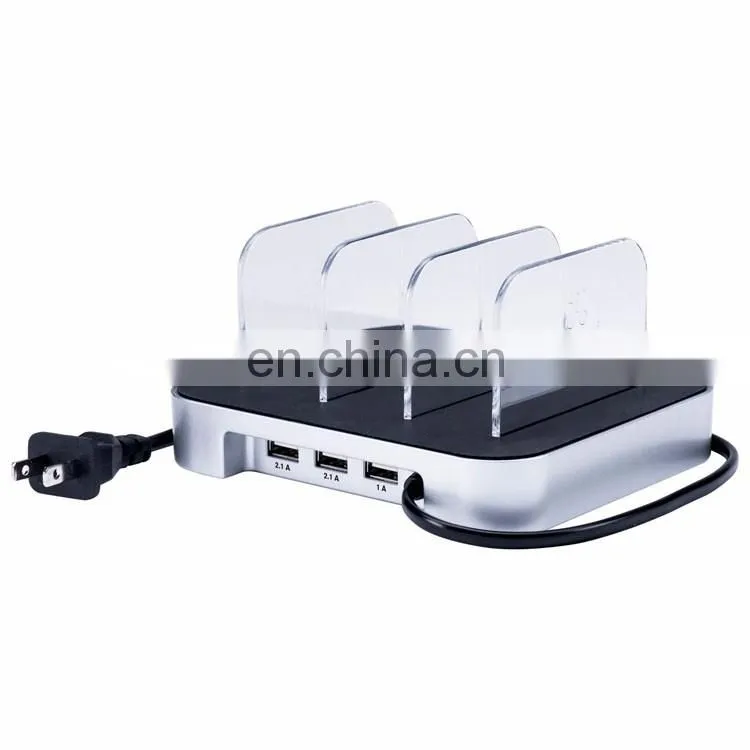 2017 portable 4 port multi usb charge box tablet cell mobile phone charging station