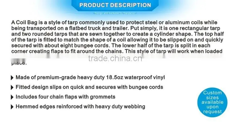 6' Round x 4' Across Steel Coil-Tent Bag Tarp for Flatbed Truck