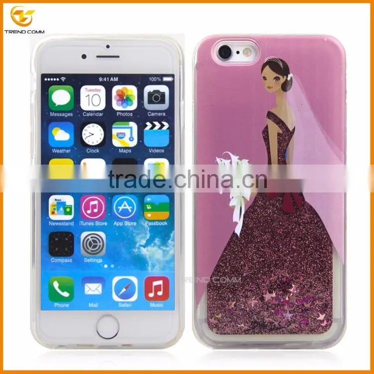 china supplier wedding dress liquid for iphone 6 glitter cover case