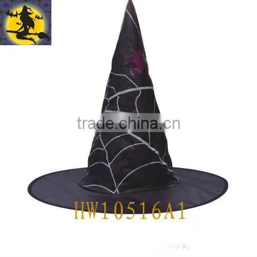 Hot Sale Black Witch Hat with White Spider Web