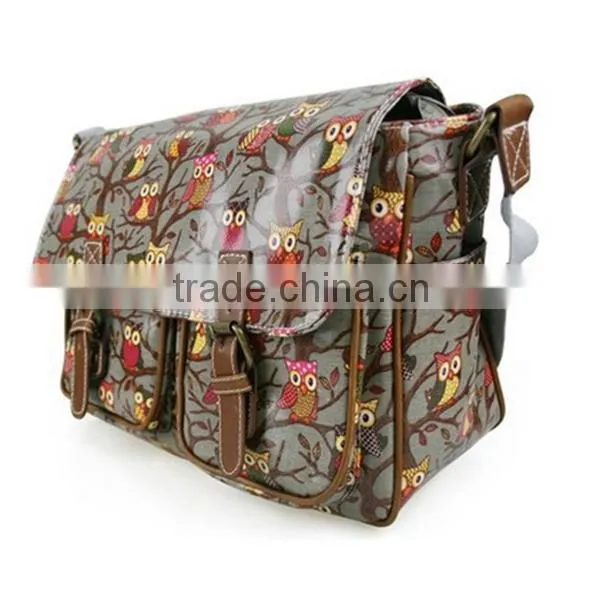 Wholesale Owl Pattern Oilcloth Bags Waterproof Shoulder Bag For Student