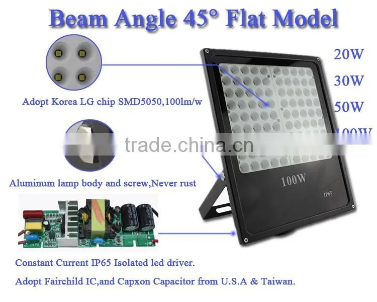 Factory wholesale new design Kroea chip 90-100lm/w ip65 outdoor 100w led flood light