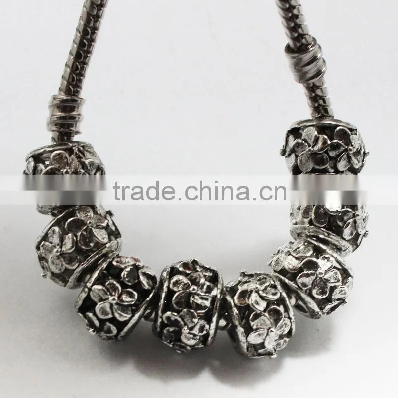 Pdora Jewelry Accessories Hanging Metal Beads, Handmade Zinc Alloy Beads with Large Hole