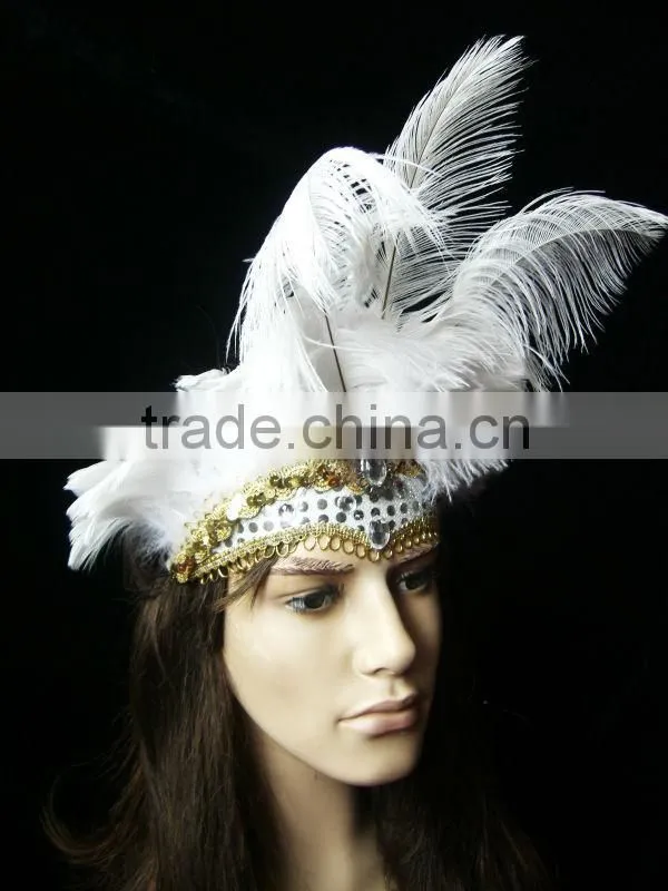 Magnificent White Feather Carnival Princess headdress
