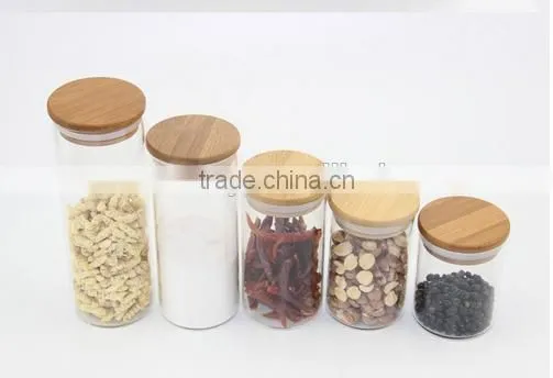High-quality Bamboo Lid Borosilicate Glass Jar Clear Airtight Canister