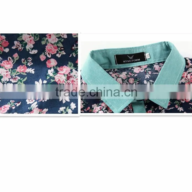 Short sleeve fancy design men shirt with floral printing