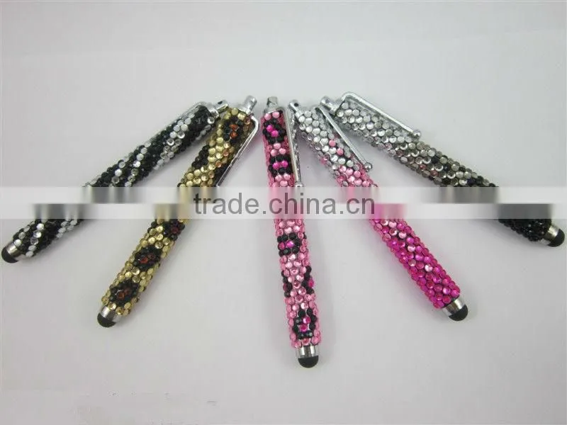 Beautiful bling stylus ball pen for touch screeen phone,ball pen with shiny stone decoration