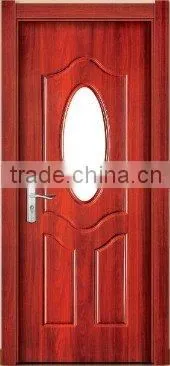 2011 new solid wooden door with glass design