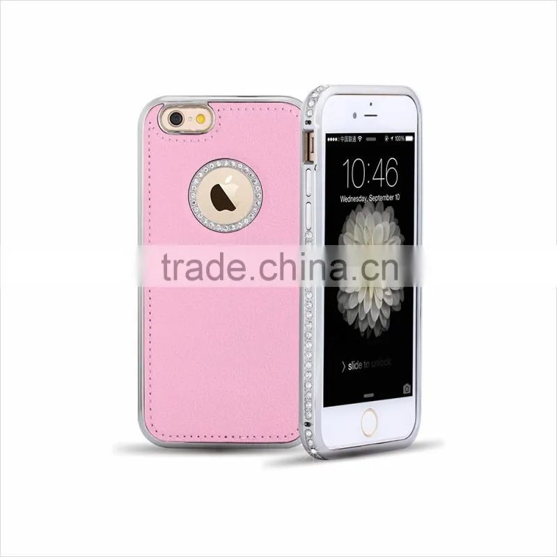 PU Leather and Diamond Metal Phone Cases for iPhone6/6plus