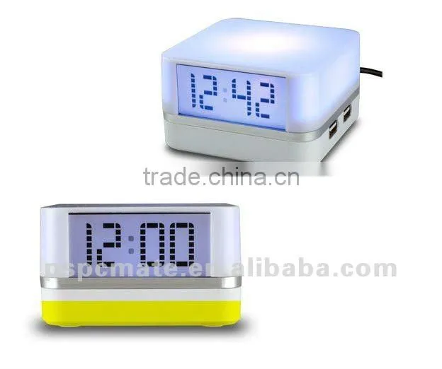 various colors time disply led usb hub 4 port clock usb hub fot gift