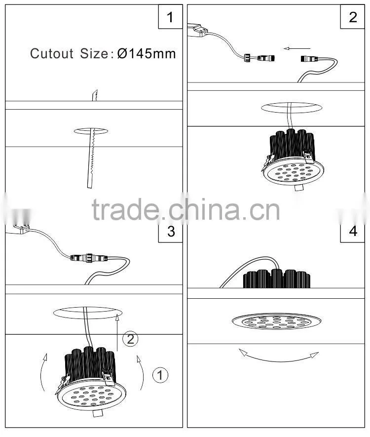 Ra>82 High CRI 40W High power Gimbal led downlight 40W for cabinet
