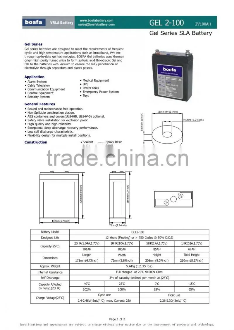 portable lighting battery powered 2v 100ah best quality battery solar power kits