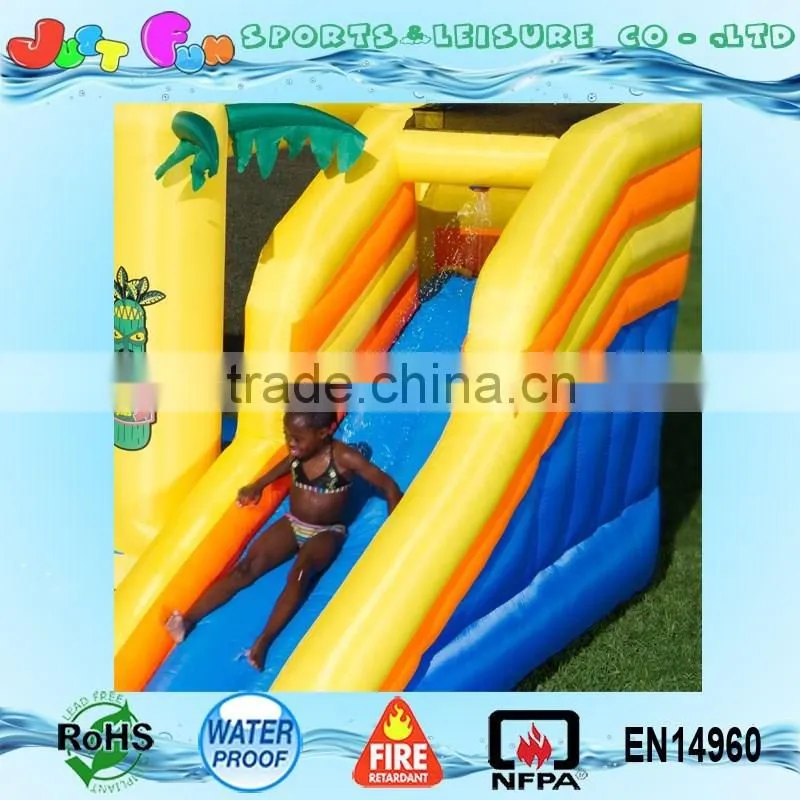 2 lines inflatable water slide for kids with big pool