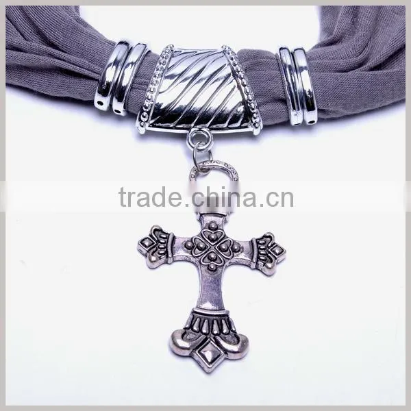 Europe Hotsell Cross Charm Ring Pendant Scarf on grey
