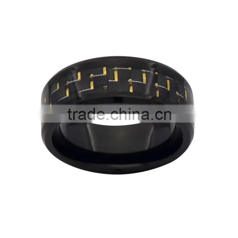 Black titanium carbon fibre mens ring,carbon wedding ring for men