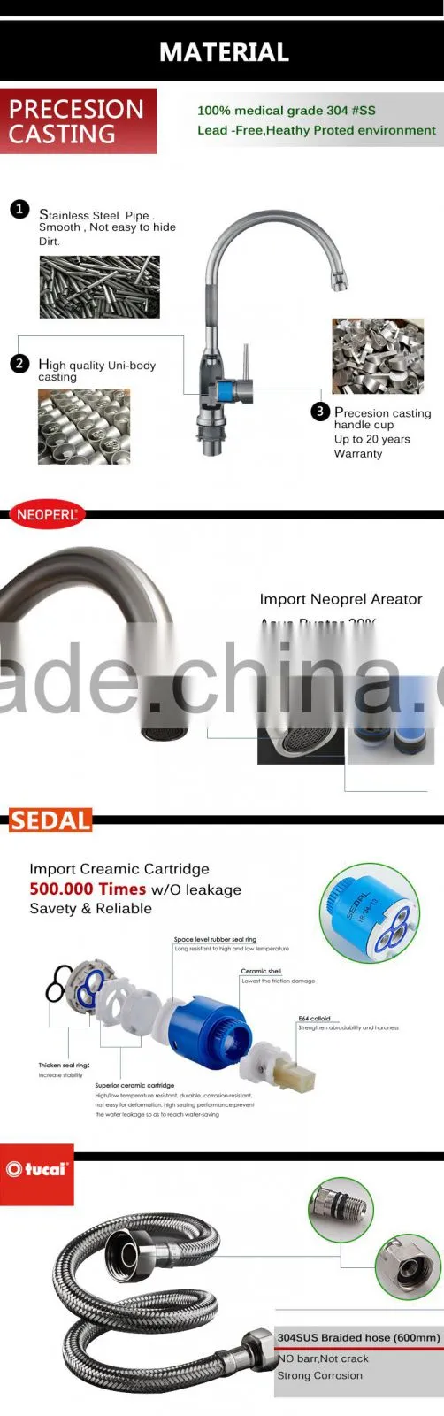 Stainless steel european style kitchen sink faucet