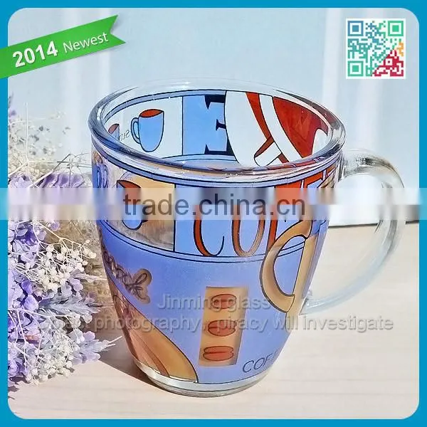 Manufacture glassware beautiful pattern coffee mugs