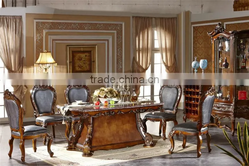 2015 carved high quality dining room set,cheap furniture wooden dining table and chairs