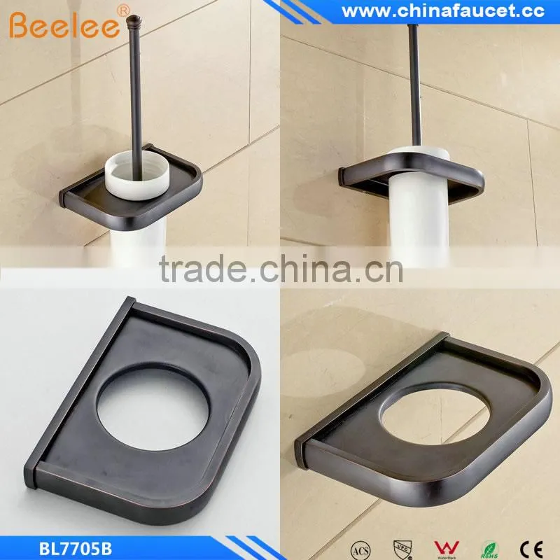 Black Oil Rubbed Bronze Bathroom Toilet Brush Holder Wall Mounted Ceramic Cup