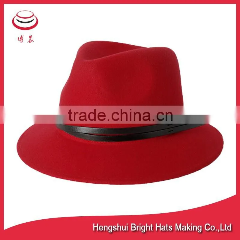 Wool Black Modern Upturned Brim Felt Fedora Hat