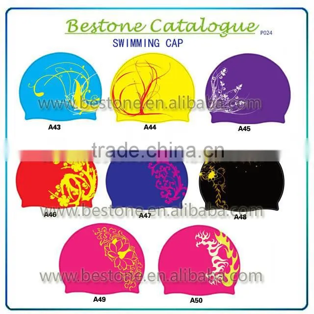 Fashionable Promotional Custom Logo Printed Silicone Swimming Cap