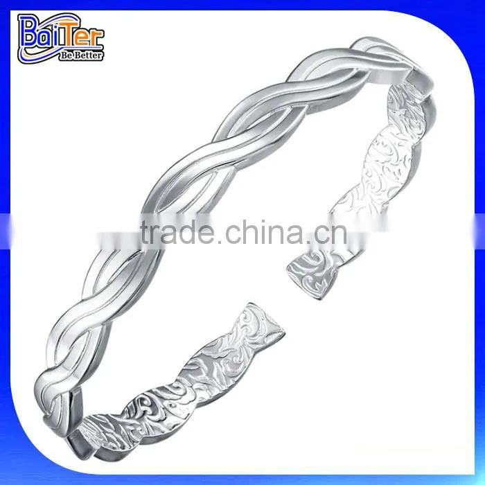Custom Pave CZ Silver Palm Cuff Bangle Wholesale
