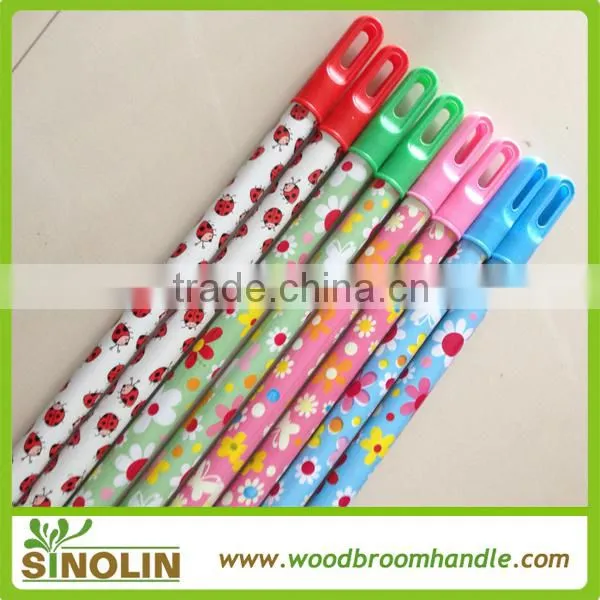 China flower pvc coated broom metal handle for cleaning