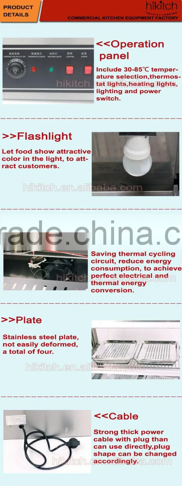 Hot selling electric kitchen machine food warming showcase
