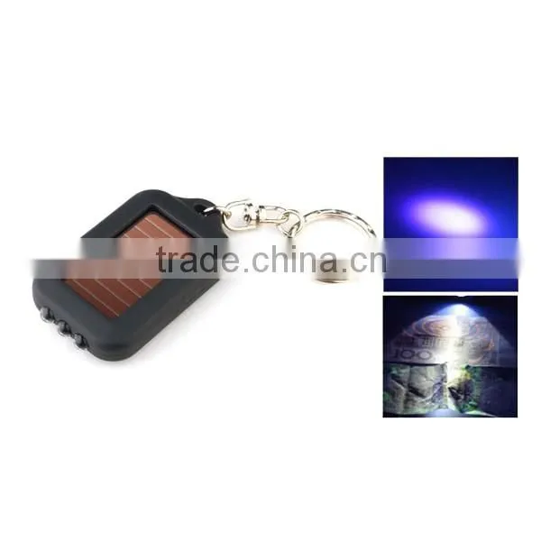 MINI 3 LED ABS Solar Power Rechargeable UV Flashlight Keychain