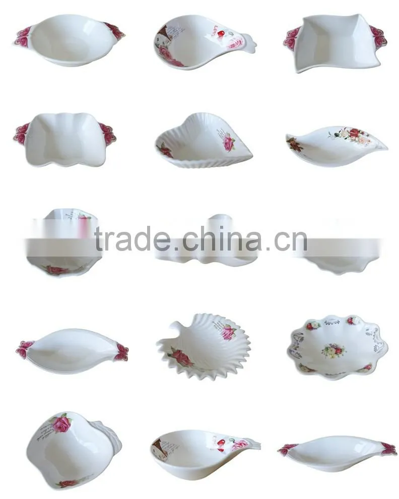 Decal Pattern Flower Shape Ceramic Candy Dish
