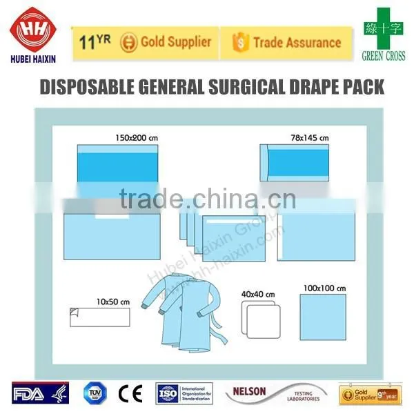 Disposable surgical drape laparotomy pack