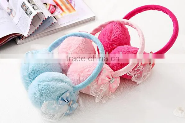 winter fur earmuff with lace