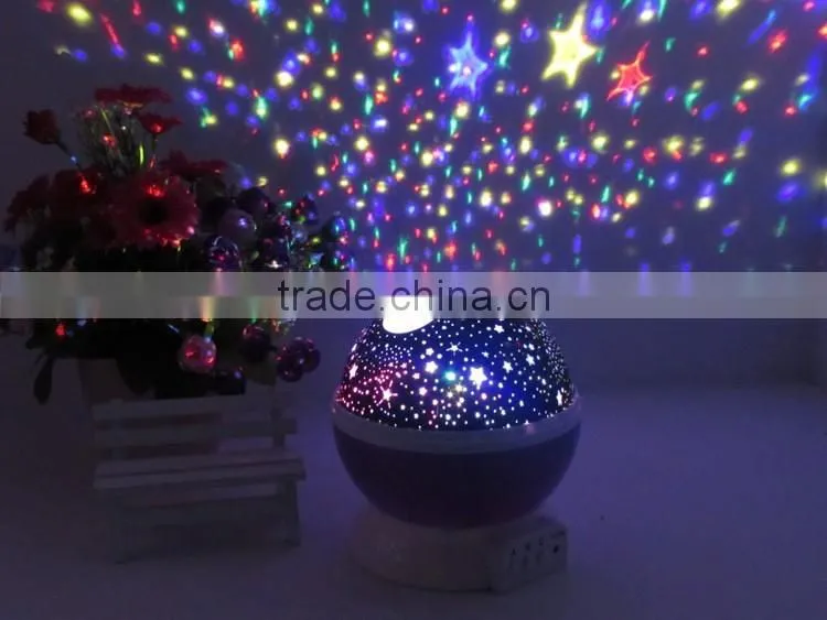 Bright Colours 360 Degree Moon Star Projection Night Light - Kids Baby Bedroom and Nursery - Great Gift Idea