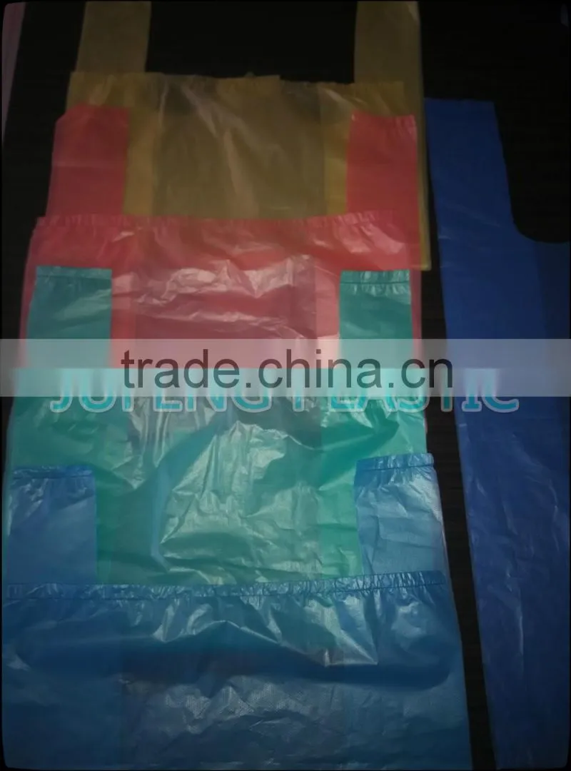 White/blue/pink/green /yellow/purple/red vest handle plastic bags