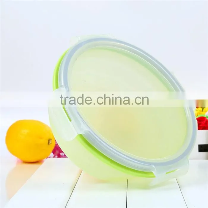 Round shape silicone bowl with spoon,Airtight silicone bowl for fruit,non-toxic tasteless silicone bowl