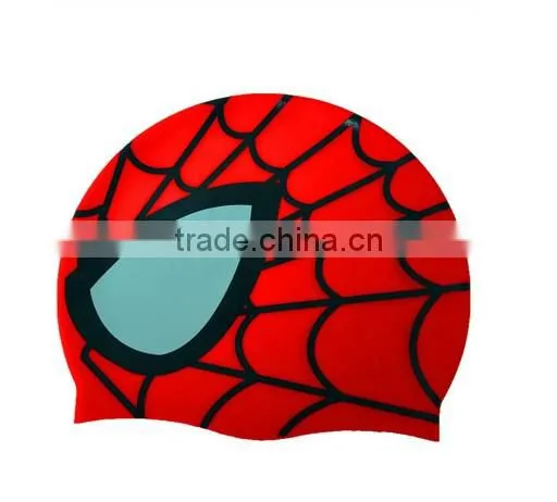 Silicone waterproof cool Spiderman mask car Children Kids Swimming Hat Swim Cap