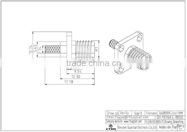 SMA female panel mount wire to wire connector for RG316 cable