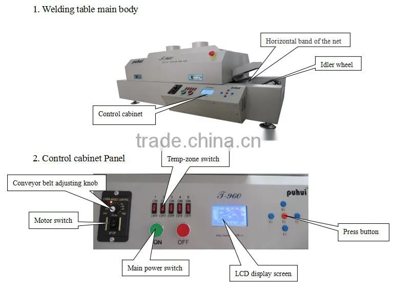 Alibaba LED SMT Reflow Oven puhui T-960, smt led soldering machine puhui T960