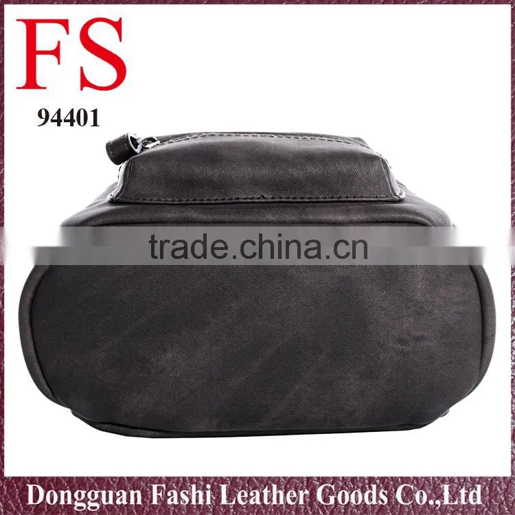 Wholesale China Girls Popular Black PU Leather School Backpacks